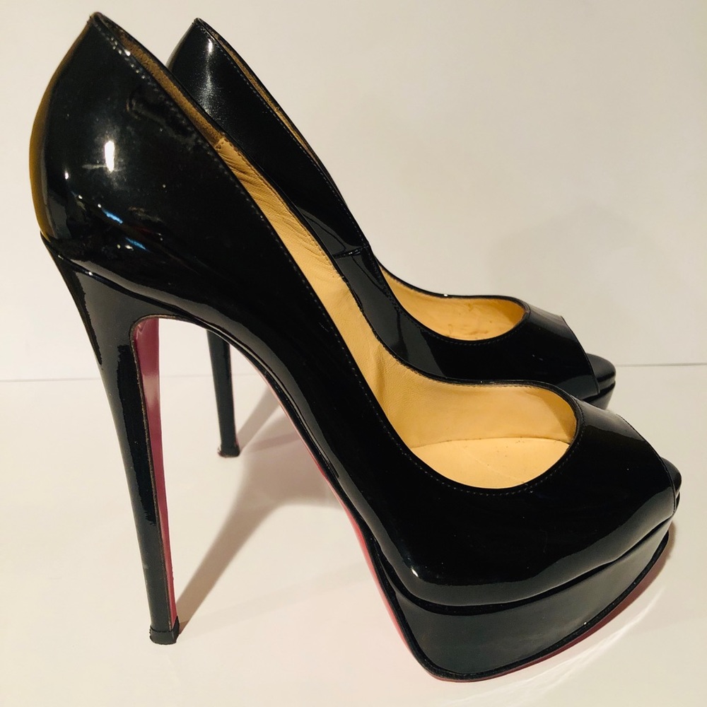 Christian Louboutin Glossy Black Platform Heels